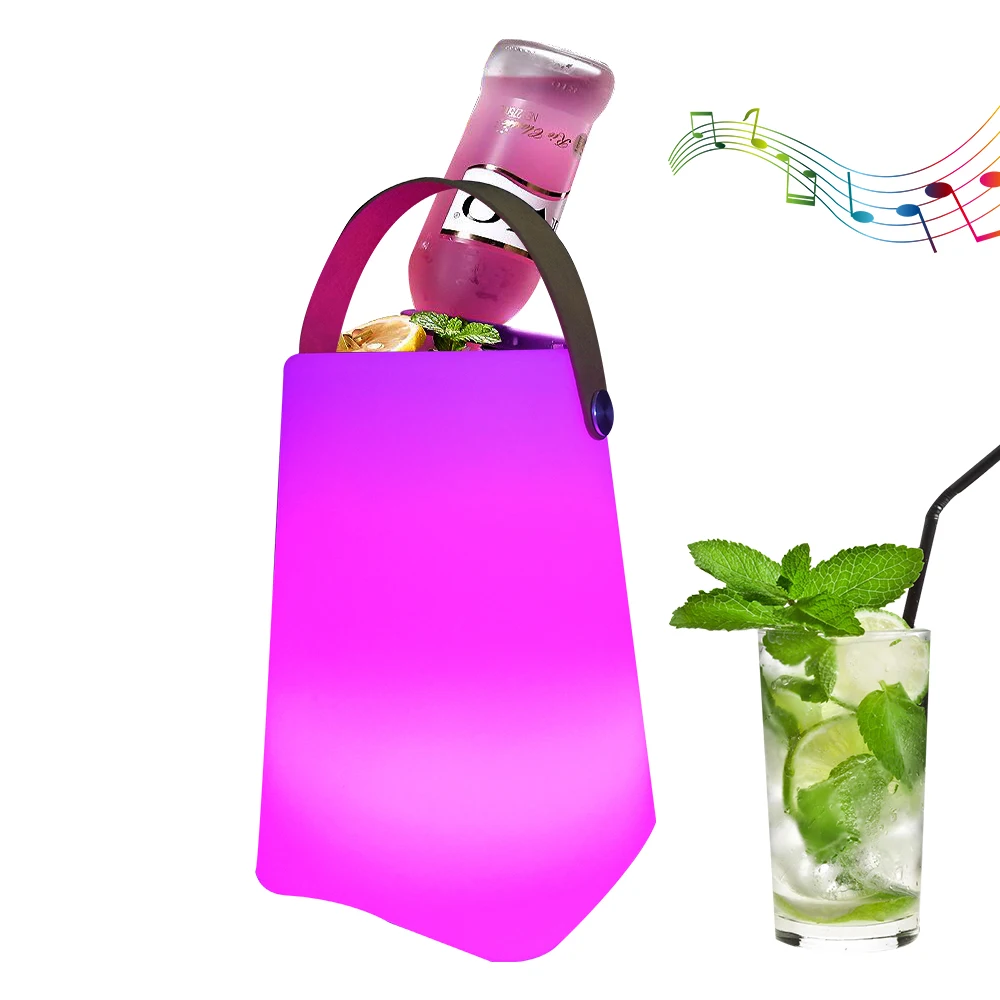 

led speaker with ice bucket led champagne cooler dongguan factory beer bottle champagne led lighted ice buckets wine cooler, 16 colors changing
