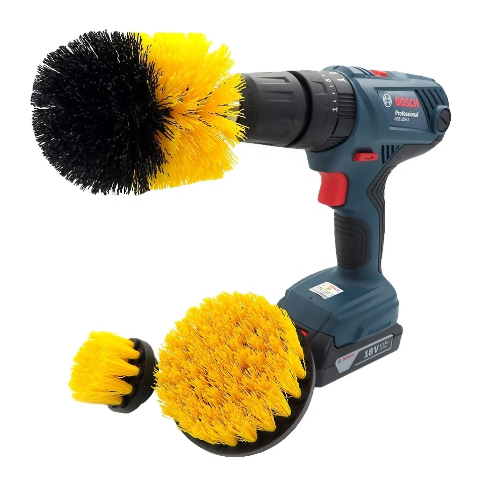 

3pcs/set Yellow Drill Brush Cleaning Sets Power Scrubber Kit for Car