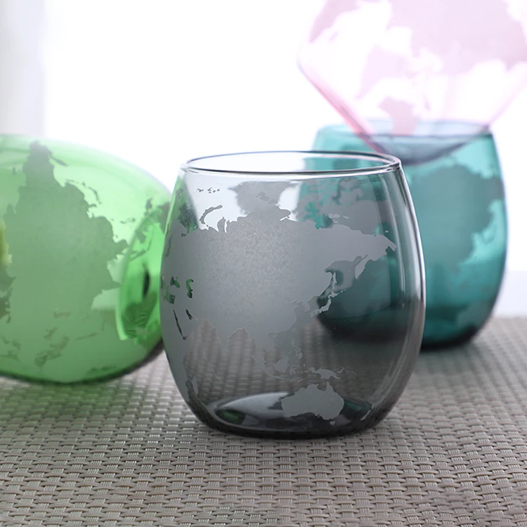 

Factory Direct Sales high borosilicate colored wine cup reusable cup, Green,grey,pink