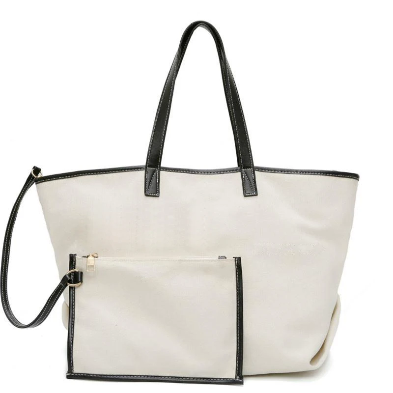 

Factory Customised Simple Thickened Large Capacity Canvas Tote Bag, White / custom