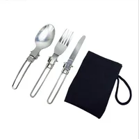 

Stainless Steel Folding Spork Spoon Fork Knife Foldable Picnic Utensil Travel Camping Cutlery Set