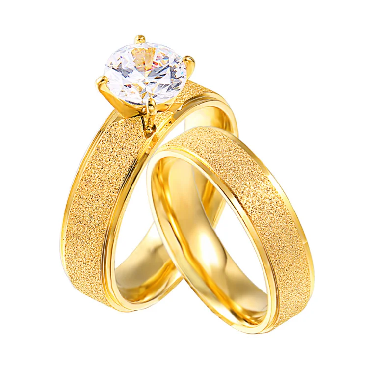 

2020 new stainless steel jewelry simple charm set diamond frosted couple ring titanium steel men and women's wedding rings, Customized color