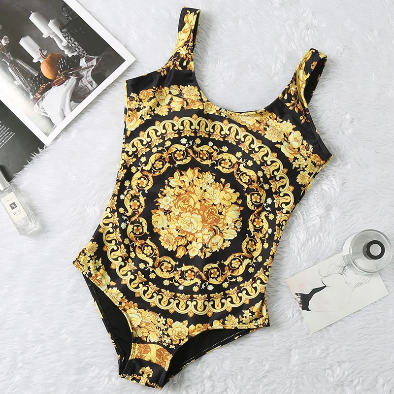 

Gold Printing Luxury Design Women Swimwear One Pieces Summer Swimsuits