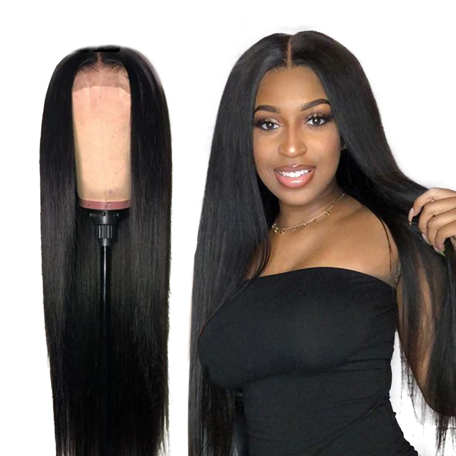 

30 32 34 inch 13x6 Glueles Lace Front Human Hair Wigs Straight Pre Plucked Hairline With Baby Hair Frontal Wig For Black Women