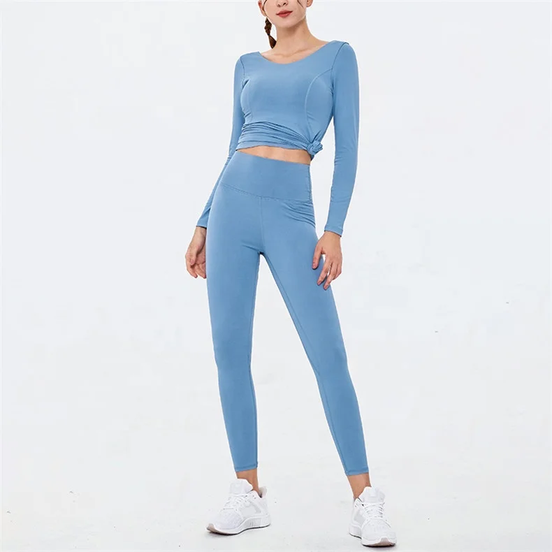 

Women Top Workout Leggings Gym Wear Set Private Label Tracksuit Plain Oem Fitness Clothing Sport Woman Pant Manufacturer, Purple set/blue set/ black set or customized