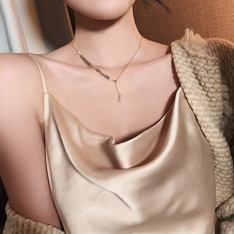 

2020 New Fashion 18k Gold Plated Copper Lock Clasp Style Natural Freshwater Baroque Pearls Paper Clip Chain Necklace