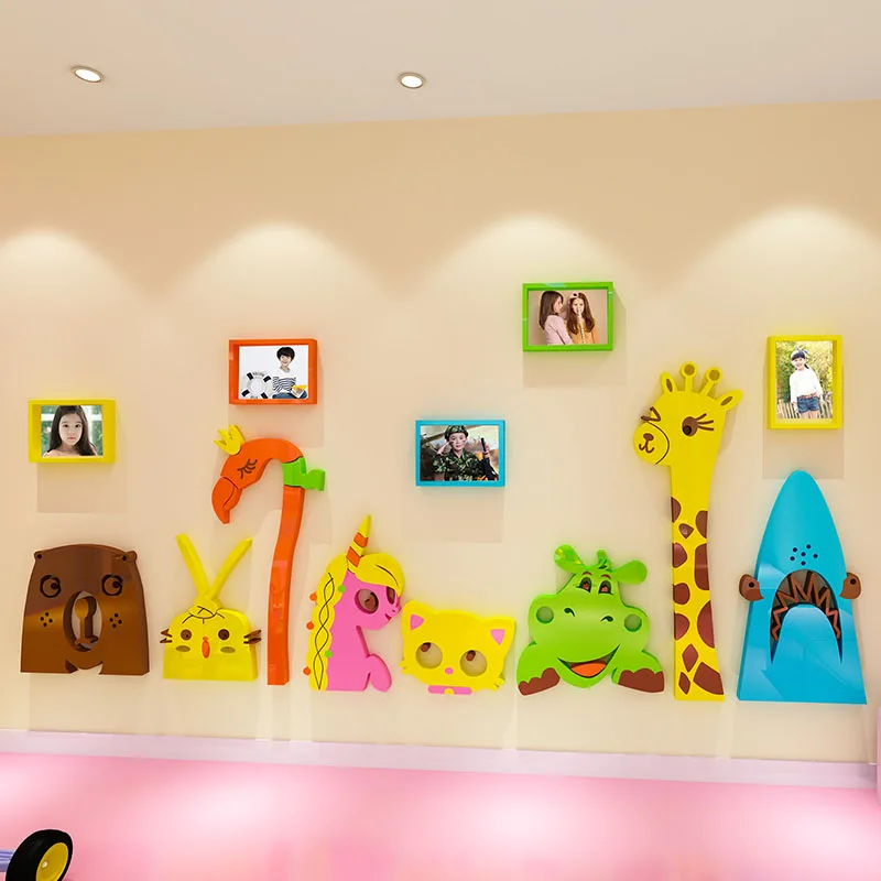 

Cartoon Animals Kids Decor Sticker Baby Room Decorative 3d Stickers Acrylic Kindergarten Wall Arts Sticker