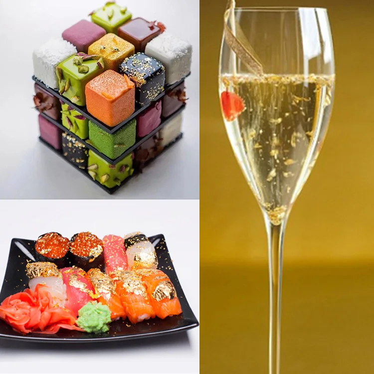 
Food decoration use edible gold flakes 24k gold flakes small bottle edible gold powder for champagne decoration 