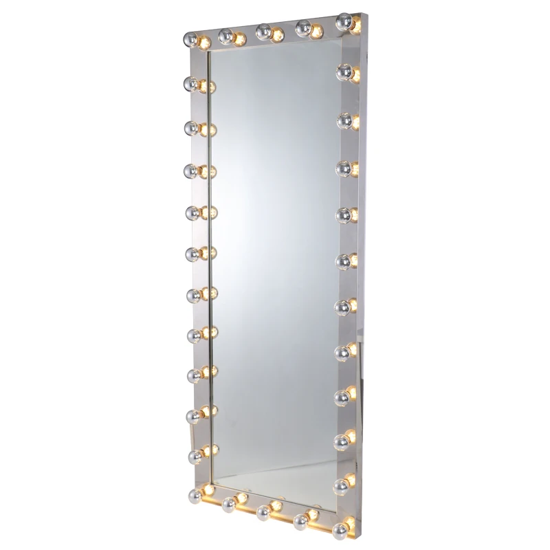 

Decorative Usage Frameless Mirror free standing makeup mirror full length with led USB mirror, Sliver