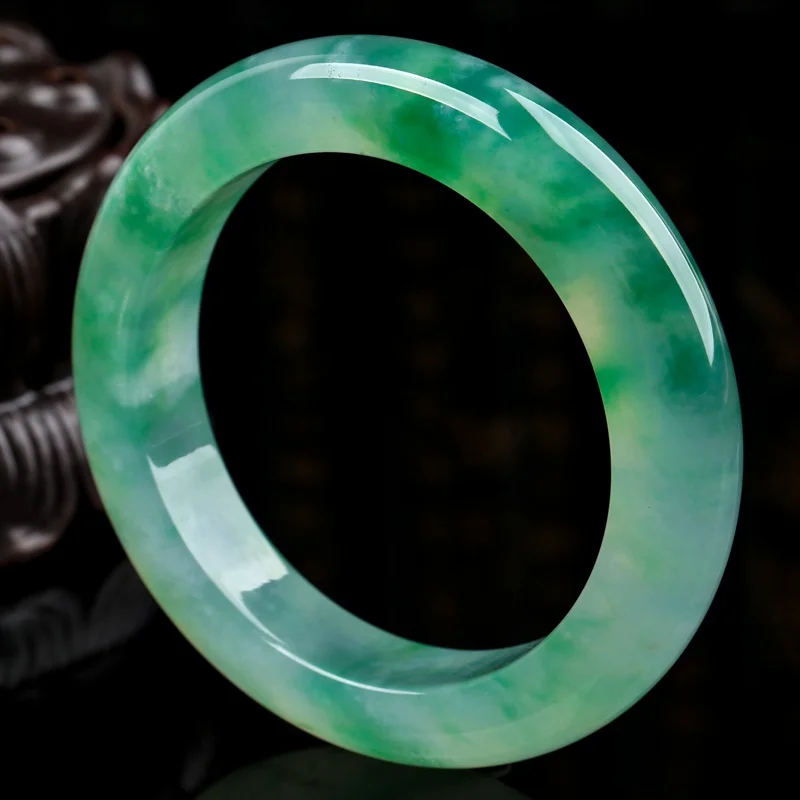 

YQ234 free shipping natural emerald Gemstone Cuff jadeite jade Bangle and bracelet jewellery, White