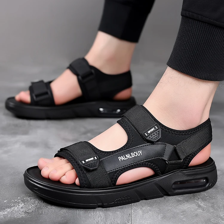 

Sandals men's 2022 summer leisure sports beach wear outside summer breathable outdoor personalized sandals tide anti-skid, Black