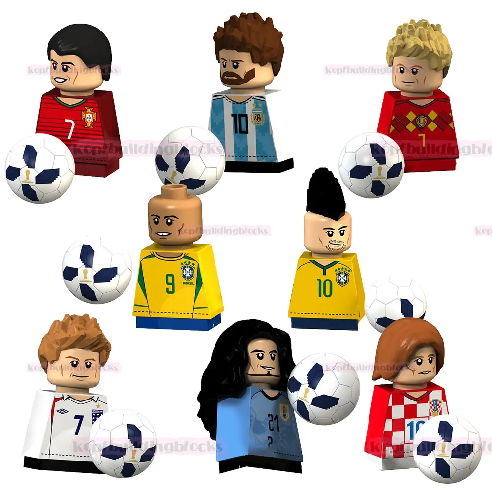 

XT1003 World Famous Football Player Messi Neymar De Bruyne Modric Cavani Plastic Assemble Building Block Figure Toy Juguete