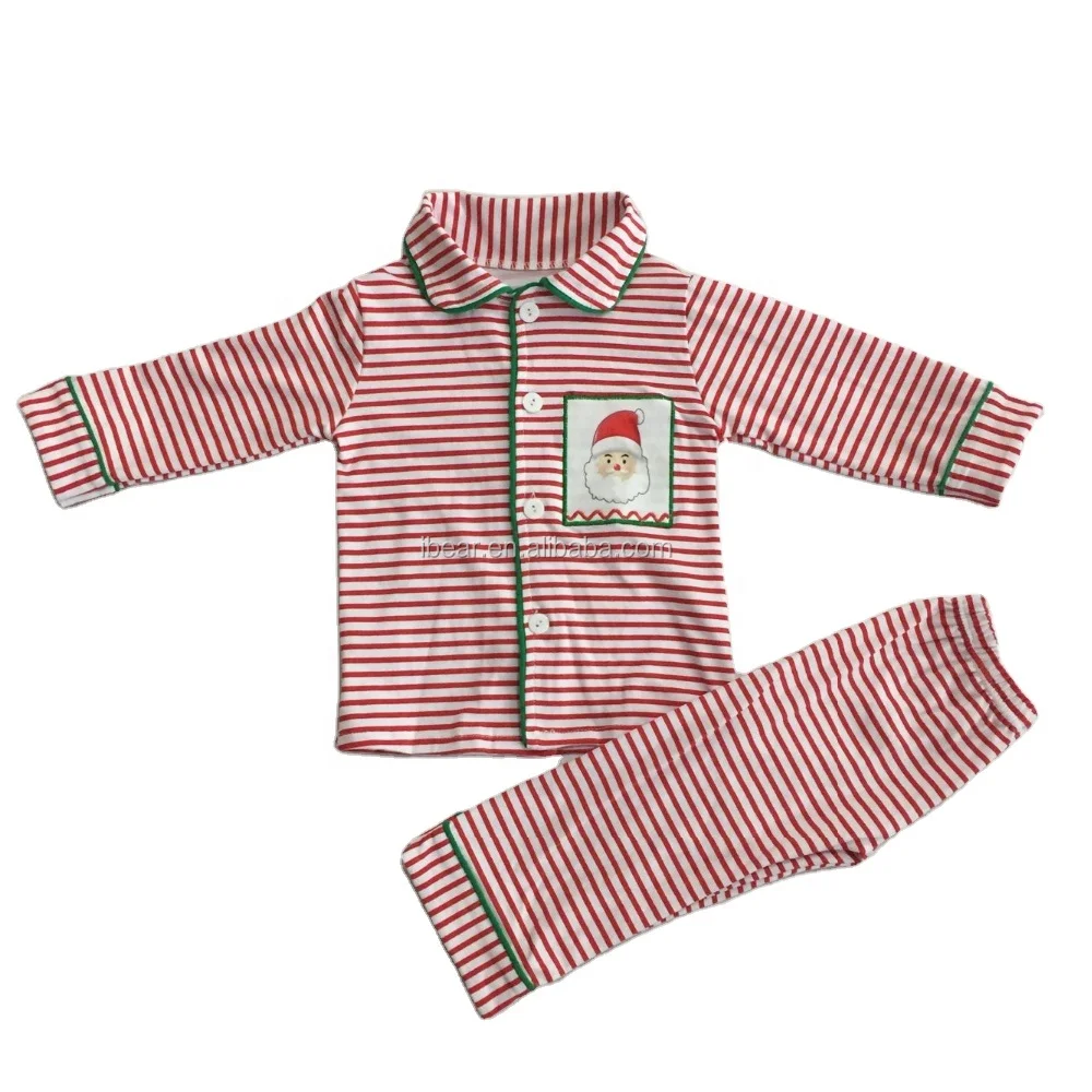 

2021 ready to ship Christmas stripe pajamas wholesale boy boutique outfits kids family winter embroidery knit clothes, Various