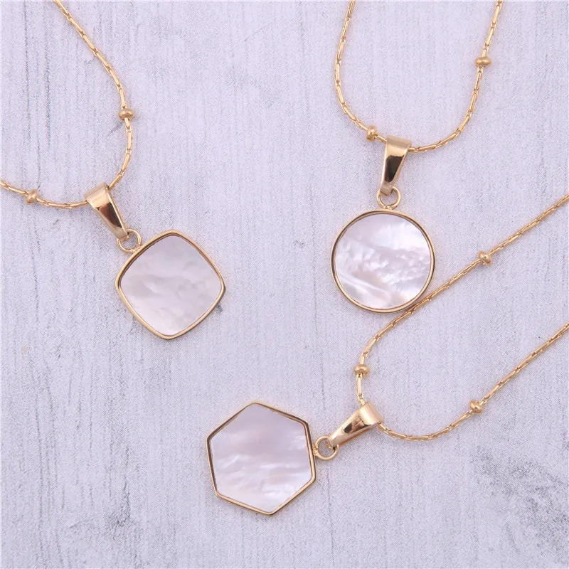 

Mothers Day Statement Jewelry Women Female Fashion Gold Thin Chains Shell Necklaces, Gold color