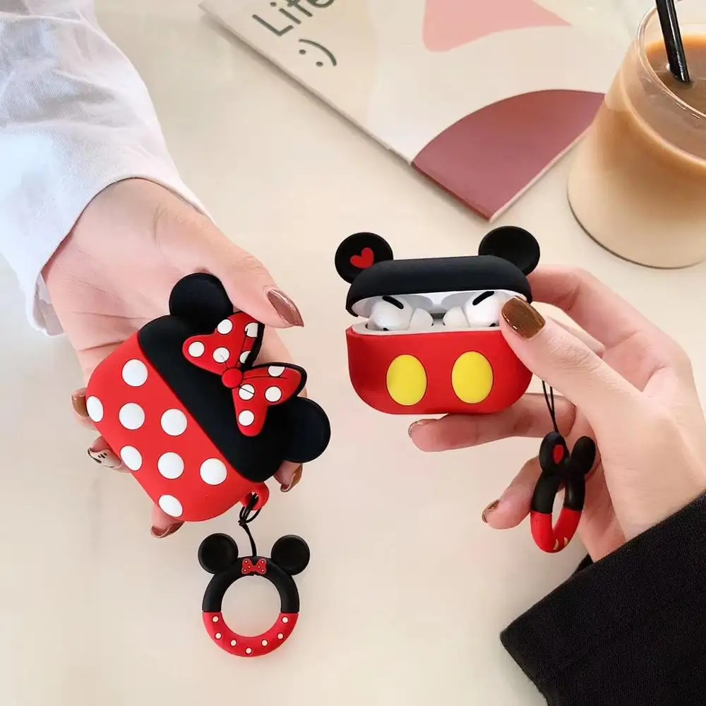 

2019 New Version Mickey Minnie Case for Apple AirPods Pro Earphones 3D Cartoon Cute Case Cover Accessories Skin, 2 patterns