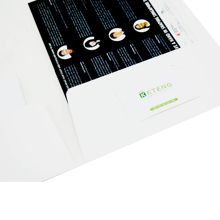 
White OEM Printing Folding a4 Paper File Folder with Two Pockets 