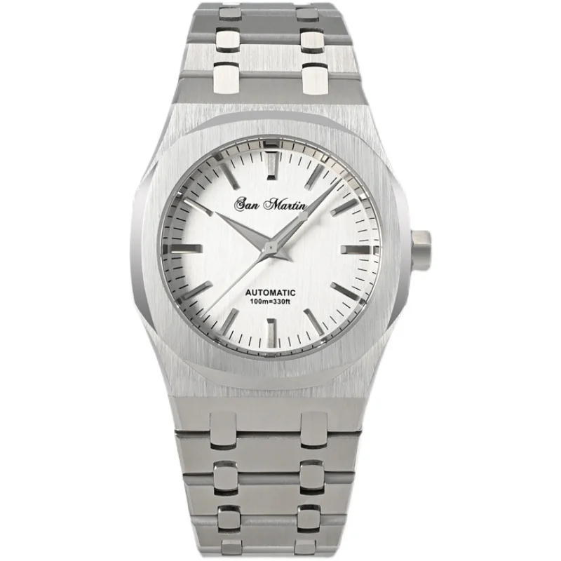

San martin free shipment drop ship sapphire 10atm 9015 316 stainless steel classical retro dress bracelet set watch men for sale
