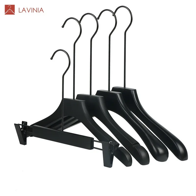 Black Women's Hanger Round Hook High Grade Shousehold Clothing Store Clothes Hanger Wood Hangers