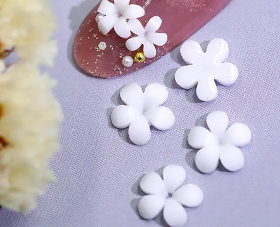 

200 Pcs / Bag Nail Art Jewelry Flower Rhinestone 4-9 mm Resin Flower Nails DIY Stud Rhinestone *1 Bag