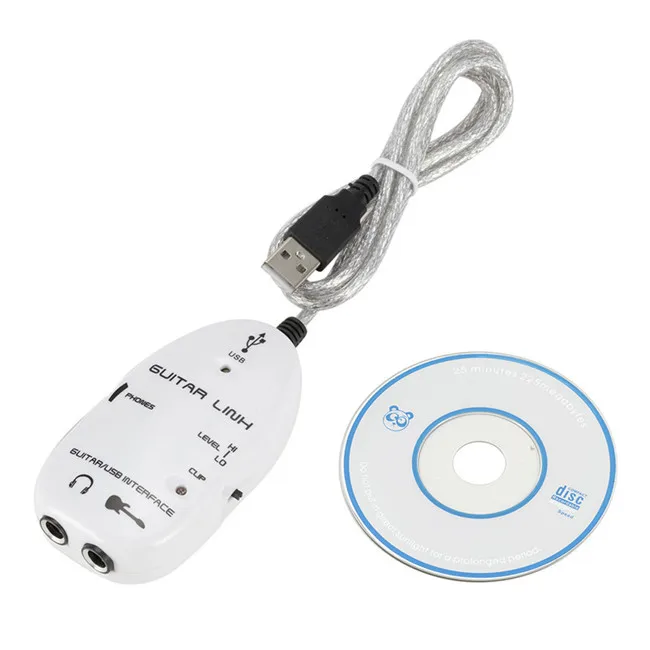 

USB effector guitar link cable music audio recorder electric guitars cable, Black/white