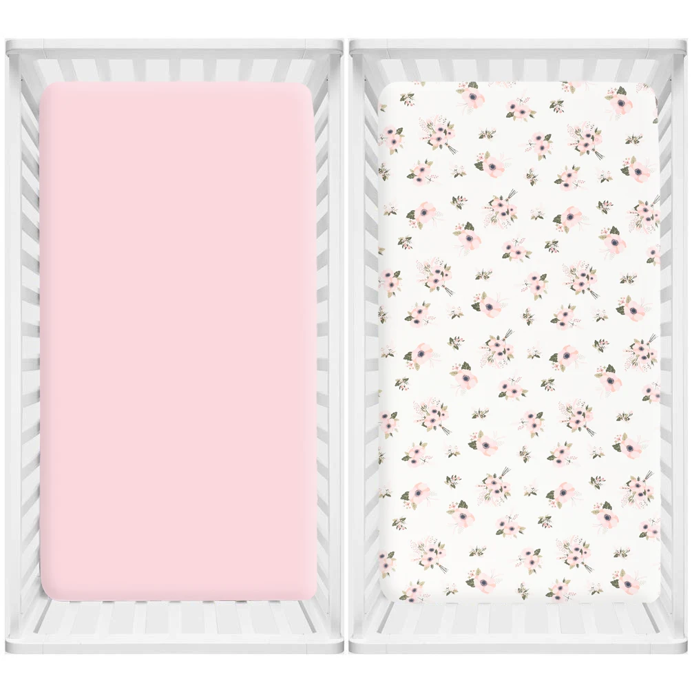 

100% Cotton Twill 2PK Breathable Baby Bed Fitted Crib Sheet Cot Sheet