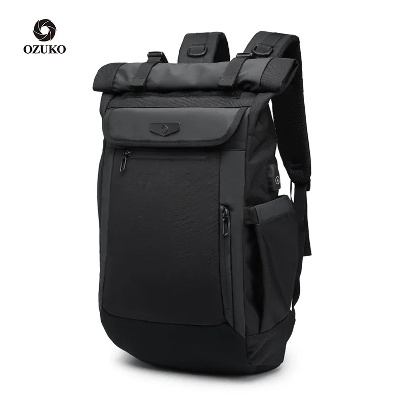 

OZUKO 9066 Fashion Men's Backpack Waterproof Travel Bag With Insulated Pocket USB Laptop Backpack Luggage School Bag Mochila