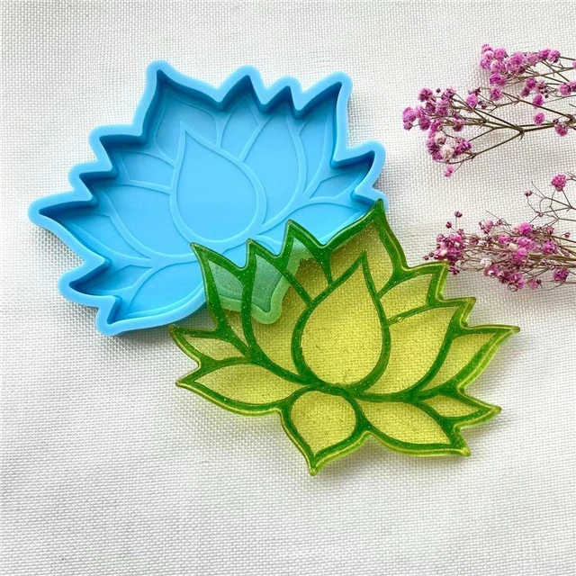 

A014 Free Sample Shiny Resin Craft Beautty Lotus Flower Silicone Coaster Molds, Stocked