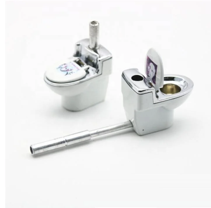 

Creative personality Toilet Smoke Pipe Aluminum Alloy Tobacco Pipe, As pic