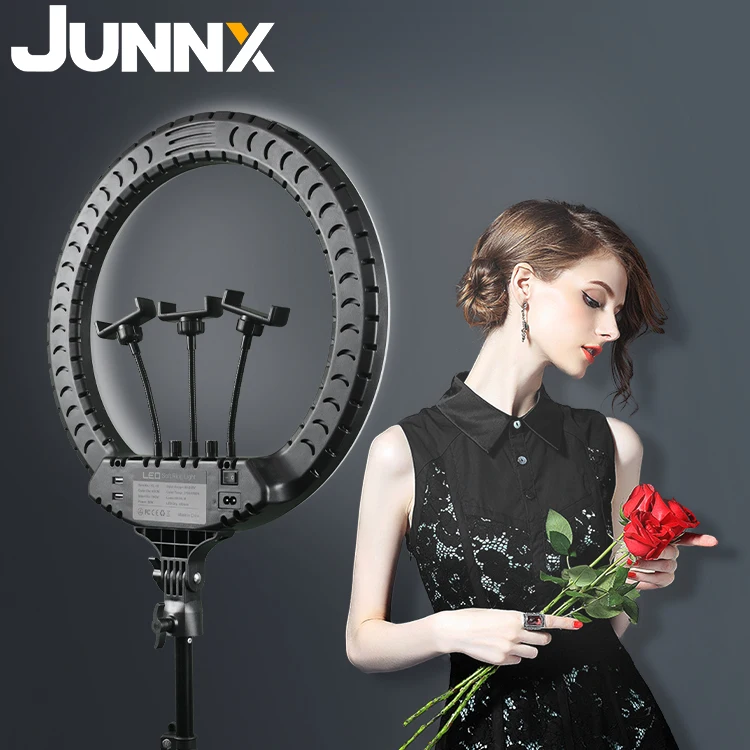 

JUNNX Remote 45cm 18inch LED Dimmable Makeup Video Ringlight Selfie Ring Circle Lamp 45 CM 18 inch Ring light with Tripod Stand
