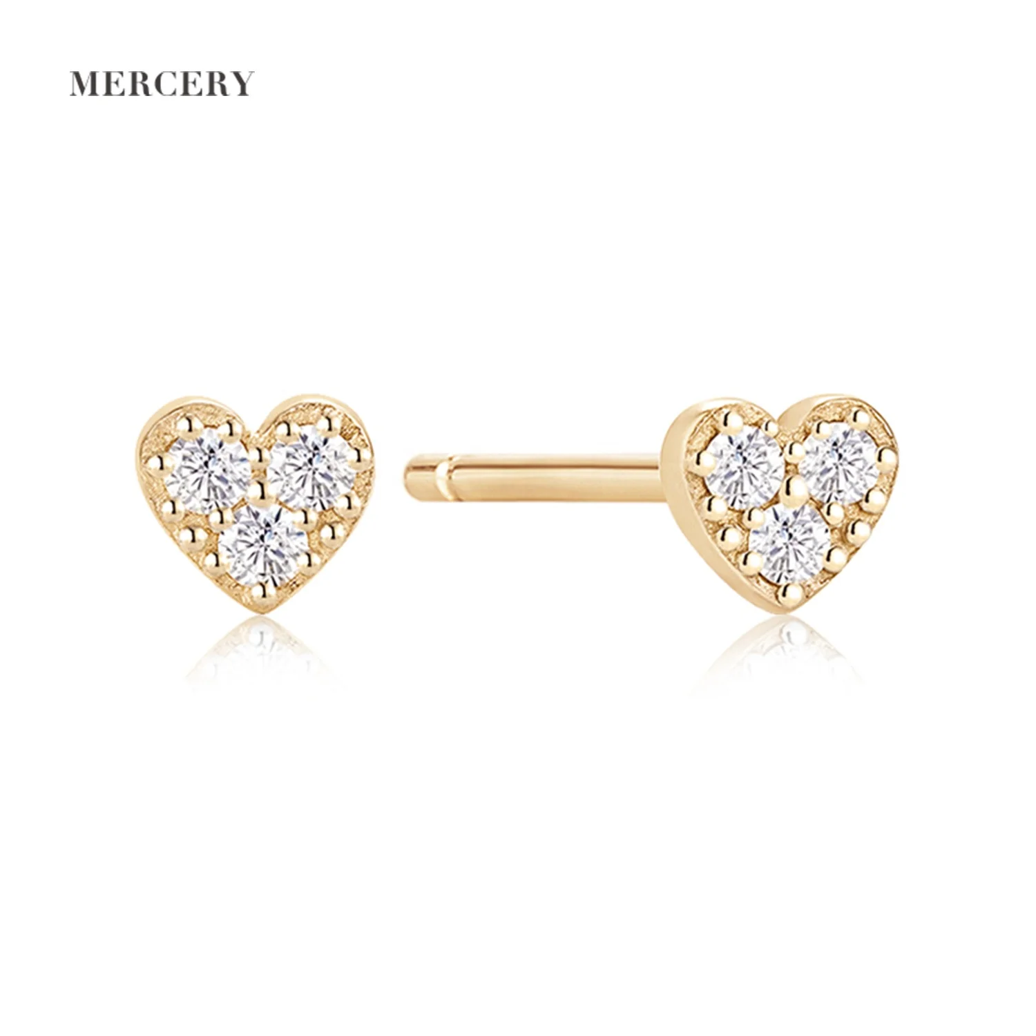 

Mercery Fine Jewelry Romantic Real Diamond Bling Heart Earrings 14k Solid Gold Love Heart Stud Earrings For Valentine'S Day Gift