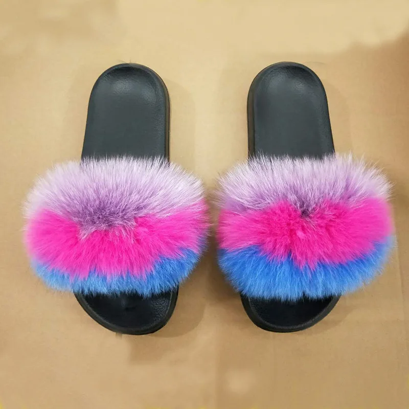 

fur slippers china factory wholesale 2019 ladies jelly bags and Fur Soft Sandals natural color Slippers women faux fur slides