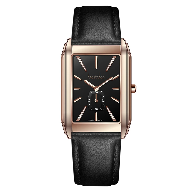 

2021 Unisex Rectangle Luminous Swiss Movement Watch, 3 colors available