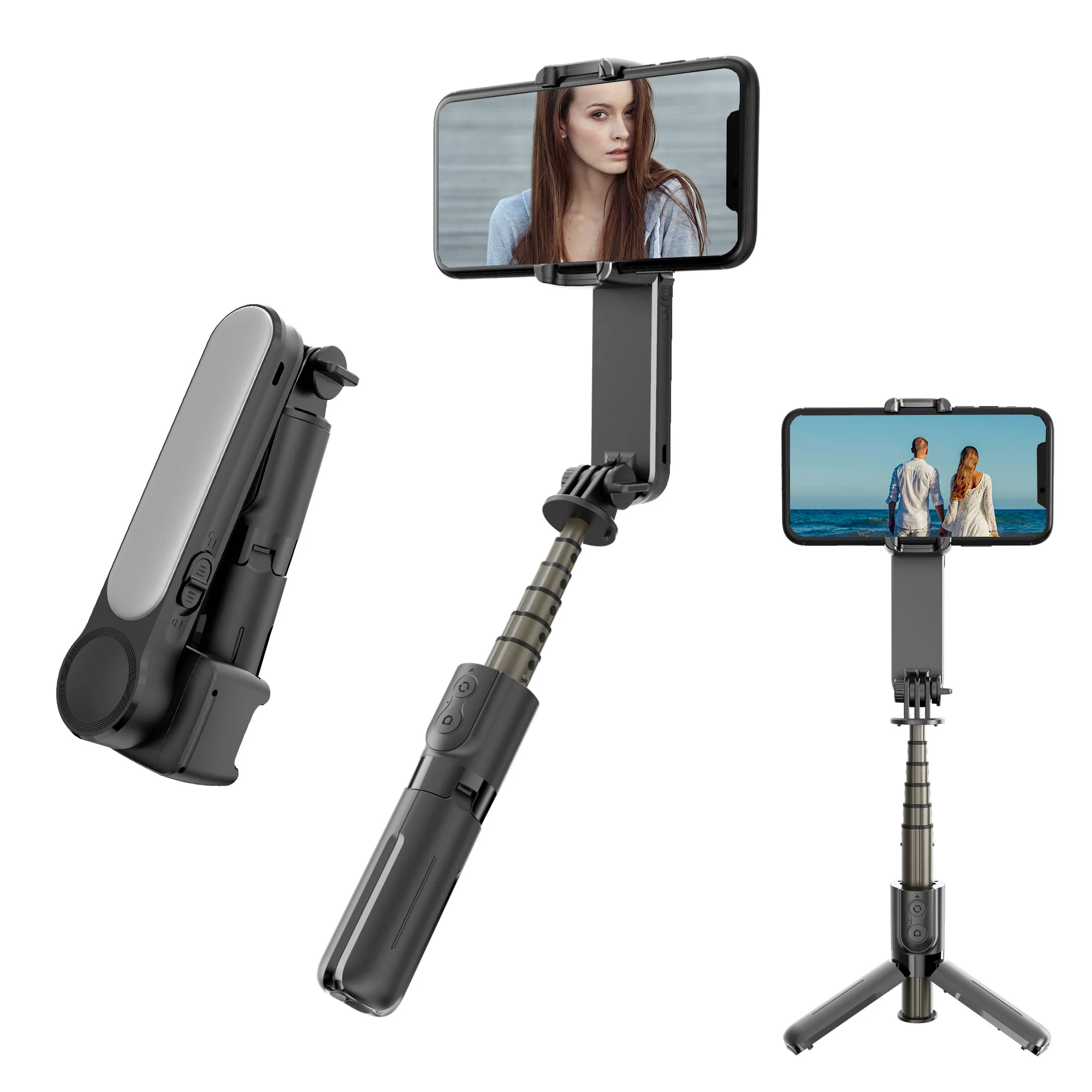 

Folding with LED fill light handheld 360 Degree Rotation Wireless tripod vlog selfie stick smart gimbal Stabilizer