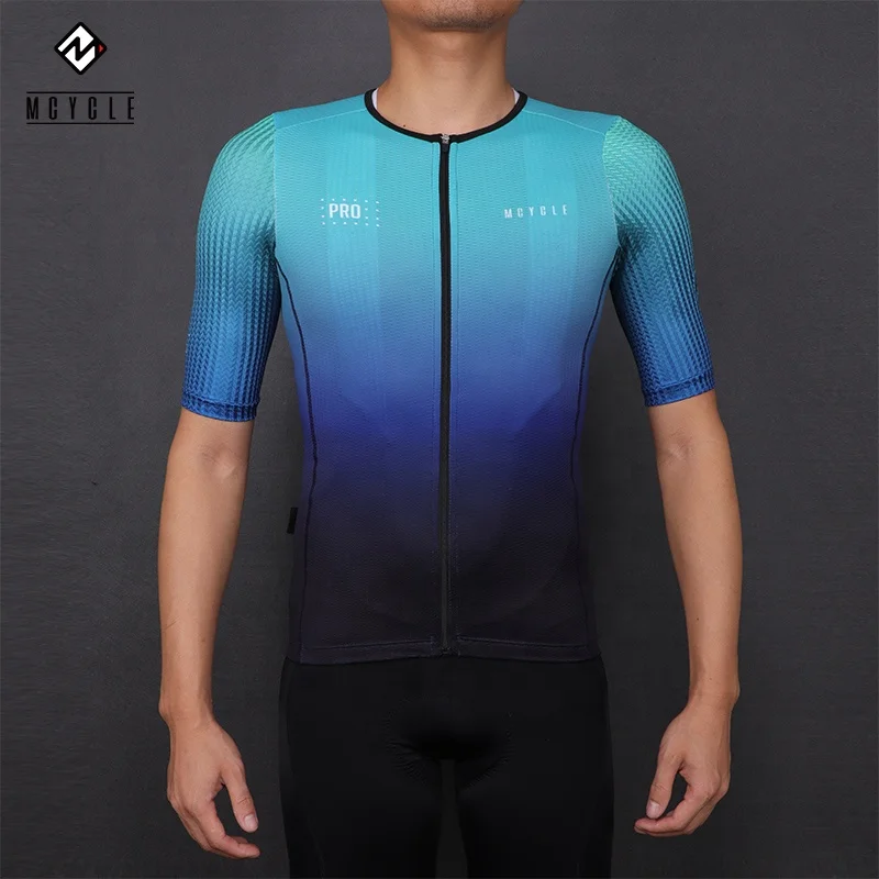 

Mcycle High-wicking Quick Dry Sublimation Sprinting Cycling jersey bike shirt, Fading blue