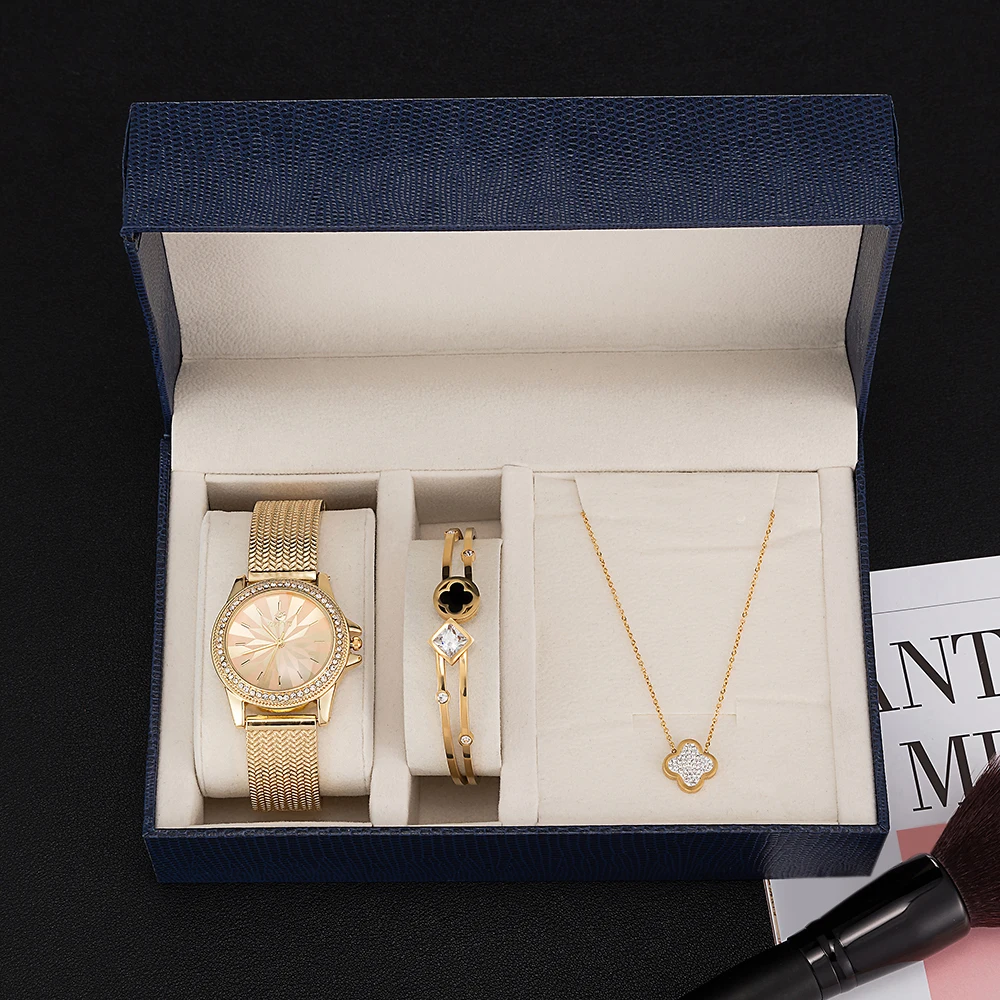 

Amazon top seller Fashion Luxury girl Jewelry watch necklace bracelet watches set for women 2020 reloj