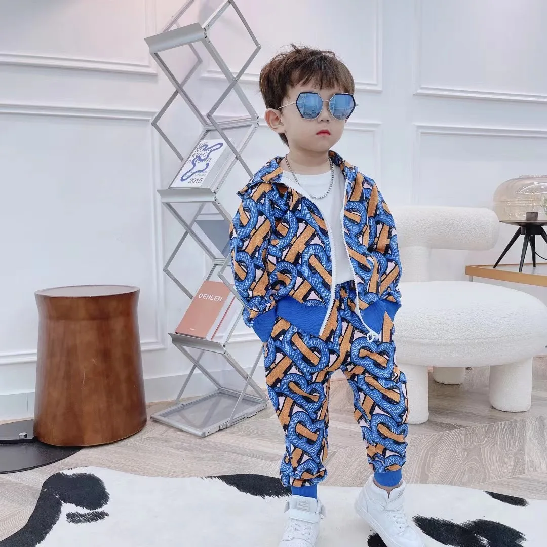 

Autumn 2021 high quality boys' tricot jacket pant clothing set, Blue