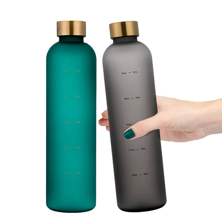 

Ready to shipment Hote sales 32oz 1L High quality Motivational Water Bottle with Time Marker, BPA Free Frosted Tritan Plastic