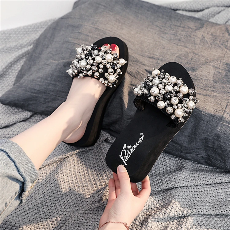 

Promotion high quality pearl flip flops womans slippers flip flop pearl flip flops