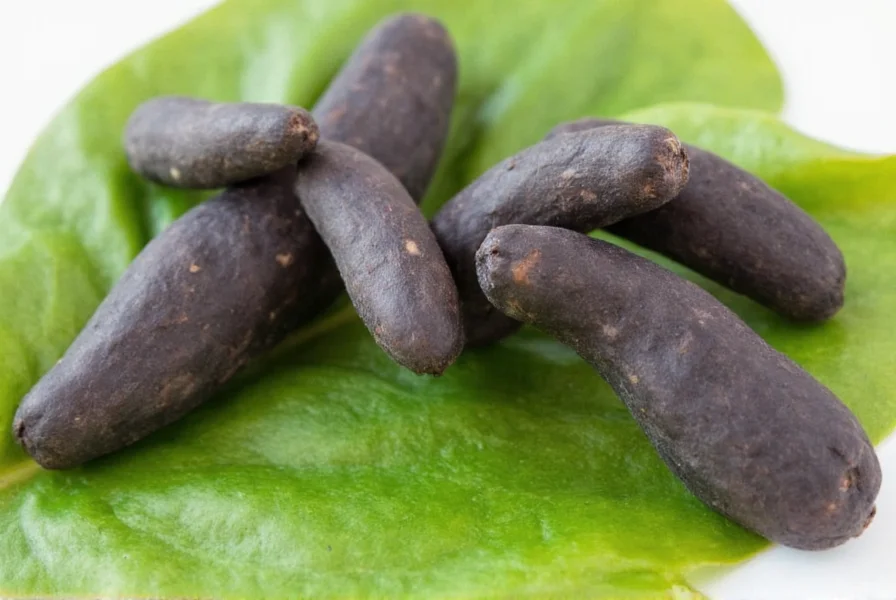 Close-up view of black ginger rhizome showing dark purple interior compared to regular ginger