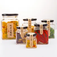 

50ml 80ml 100ml 200ml 280ml 380ml 500ml 730ml square clear glass jar for jam and pickle with metal lid