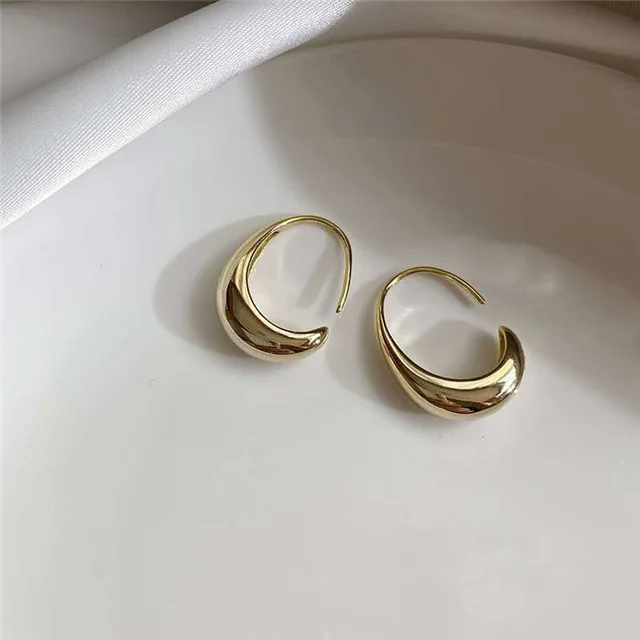 

Personality Simple Gold Silver Color U Shape Hoop Earrings for Women Cute Gifts