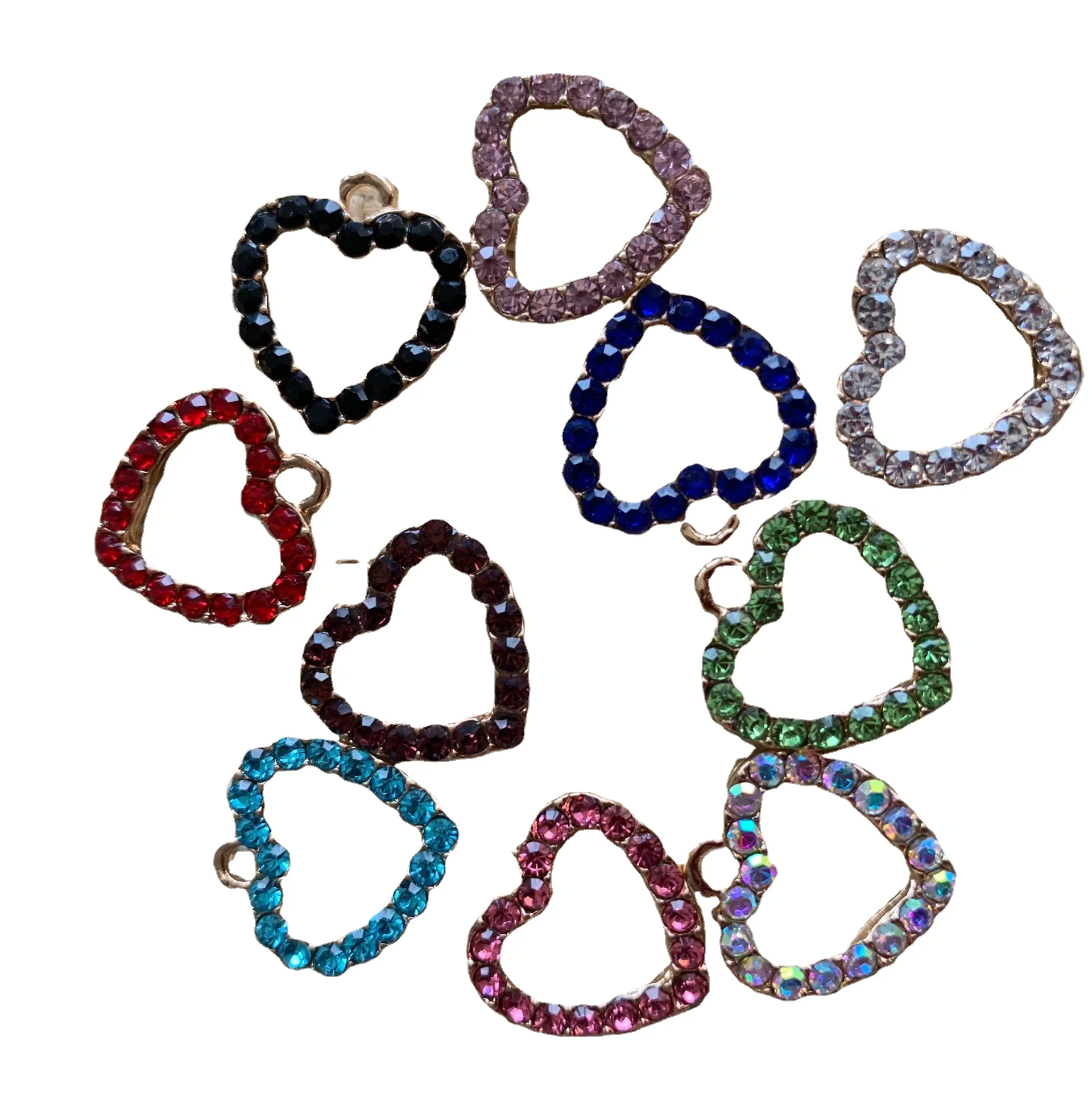 

crystal heart charms for bracelet jewelry making 10 colors crystal heart charms rhinestone hollow heart charms