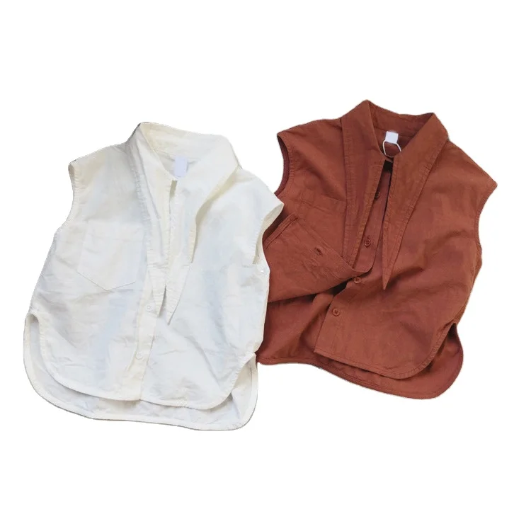 

New Korean style girls summer clothes set cotton linen sleeveless shirt+wide leg pants 2pcs suits kids children casual outfits, As picture