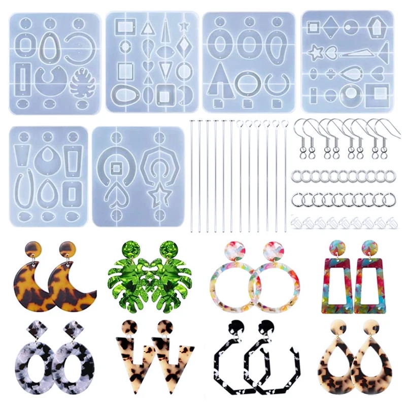 

Diy crystal drop epoxy mould set Earrings pendant earrings jewelry silicone mould pendant cake tool baking tool, White