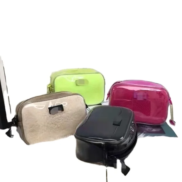 

uggging stylish sheepskin wool transparent waterproof single shoulder cross bags mobile phone bags grow bags, Black/brown/pink/gray etc.