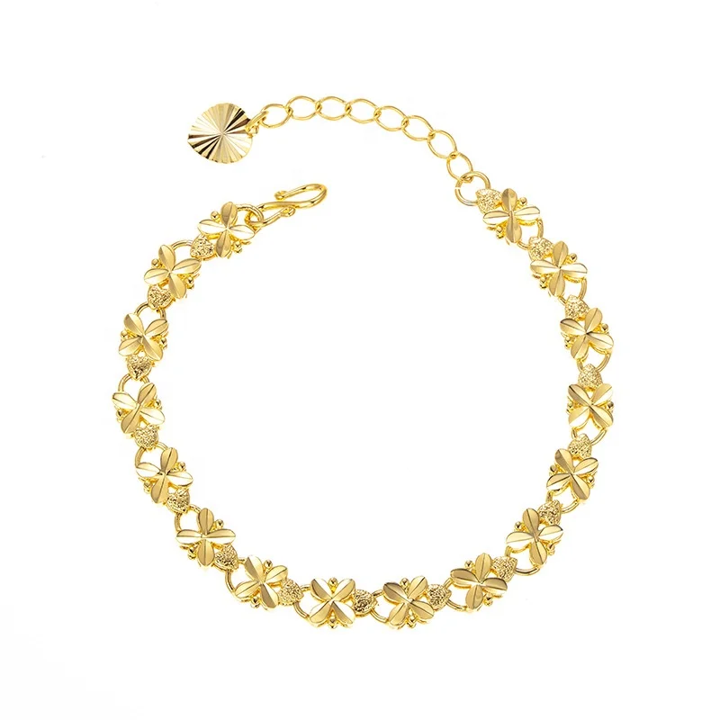 

ADELANTE High Quality Amzazon Hot Sale Style 24K Gold Plated Four Leaf Clover Bracelet Women