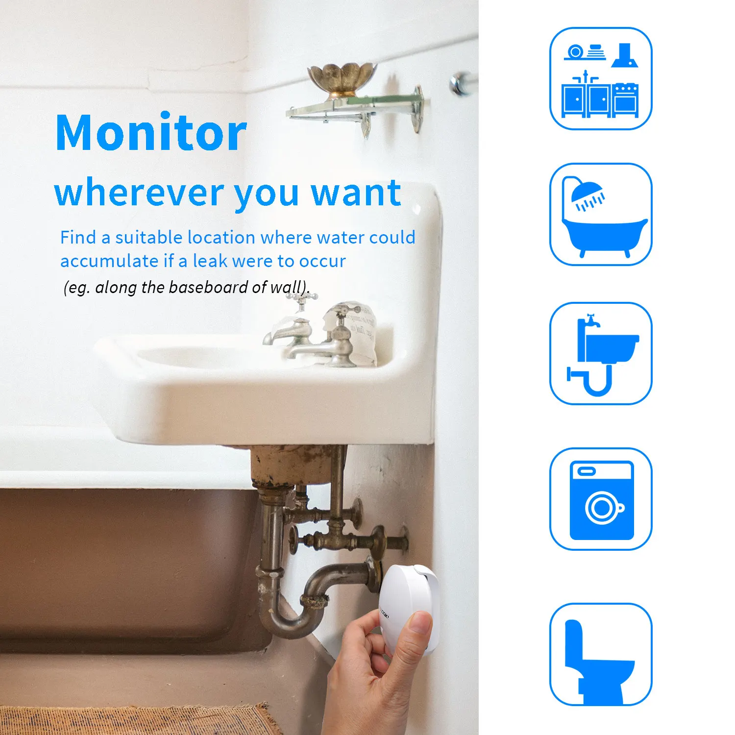 2020 Hot sale Intelligent Leak Water Detector Sensor Battery Supply Iot Zwave Water Leak Sensor For Home - ANKUX.COM