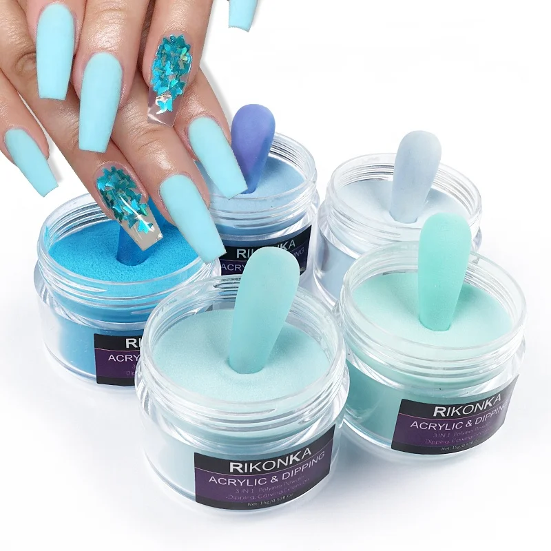 

15g Sky Blue Acrylic Powder Nail Extension Design Powder 3D Pattern Dust For Manicure Design Decoration, Blur color
