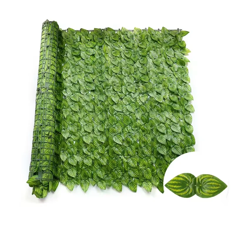 Watermelon Leaves Artificial Ivy Privacy Fence Screen Grass Garden Screening Panel Vine Leaf Roll Garden Decorative Accessory