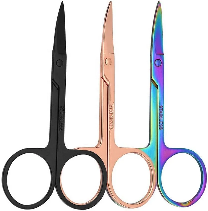 

Stainless Steel Eyebrow Scissors Mini Manicure Cuticle Scissors for Eyebrow Eyelash Face Hair Nail, All fashion colors